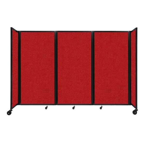 Versare Room Divider 360 Folding Portable Partition 8'6" x 6' Red Fabric 1172327 Zoro